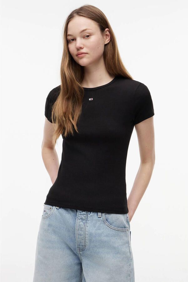 TOMMY JEANS T-shirt Slim Essential Rib Shirt Rippshirt Rundhalsshirt - Foto 5