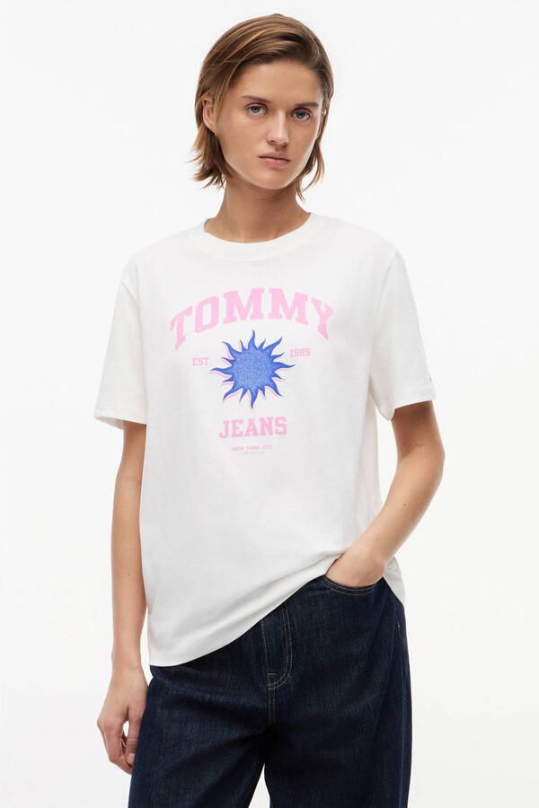 Tommy Jeans T-shirt met print ecru