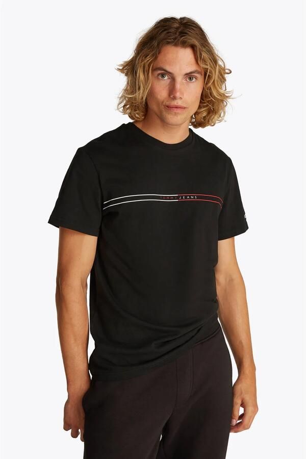 Tommy Jeans Zwarte Katoenen T-shirt Ronde Hals Korte Mouw Black Heren - Foto 2