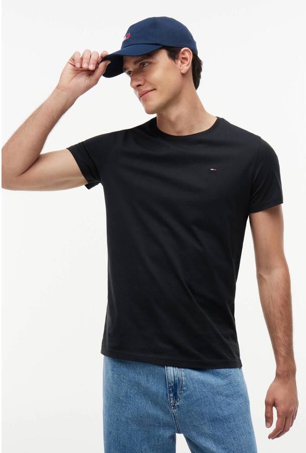TOMMY JEANS T-shirt TJM ESSENTIAL SOLID TEE met ronde hals en subtiele logo-vlag