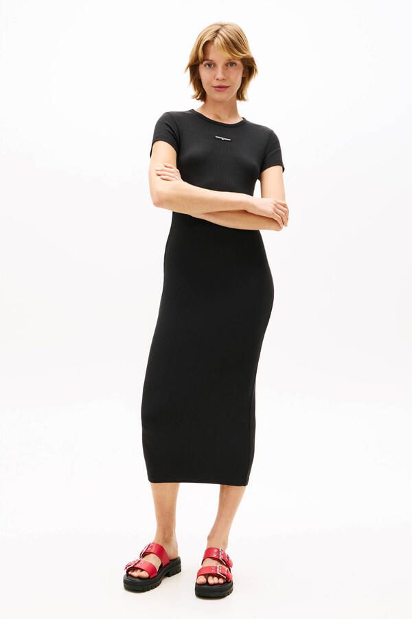 Tommy Jeans t-shirtjurk midi jurk zwart - Foto 2