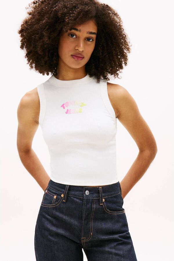 Tommy Jeans slim fit top van katoenmix