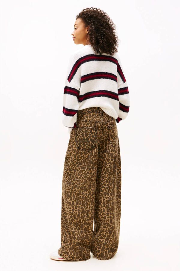 Tommy Jeans wide leg jeans met panterprint donkerbruin - Foto 2