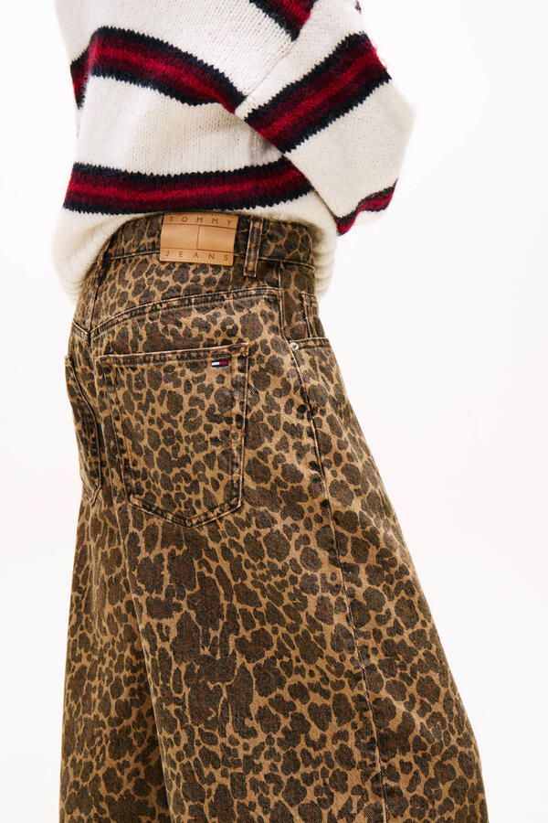 Tommy Jeans wide leg jeans met panterprint donkerbruin - Foto 3