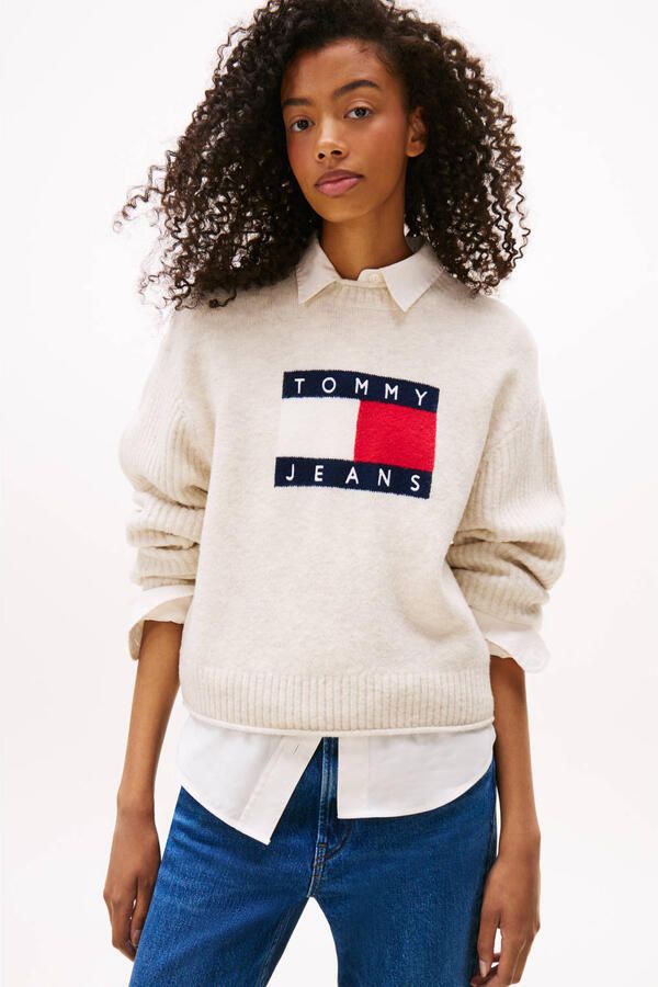 TOMMY JEANS Gebreide trui TJW MELANGE FLAG SWEATER RIB EXT