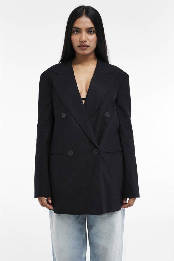 TOPSHOP oversized blazer met linnen zwart