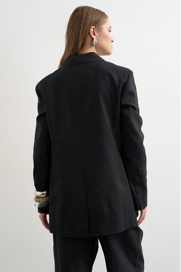 TOPSHOP oversized blazer met linnen zwart - Foto 3