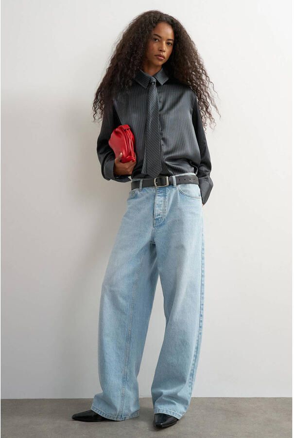 TOPSHOP blouse met krijtstreep grijs - Foto 2