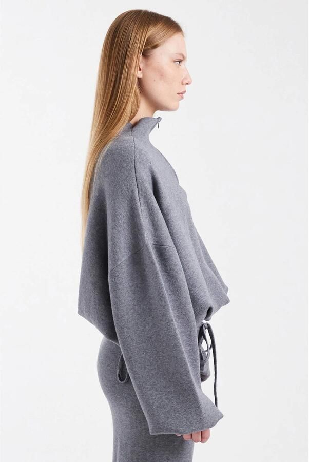 TOPSHOP cropped gebreide trui grijs - Foto 2