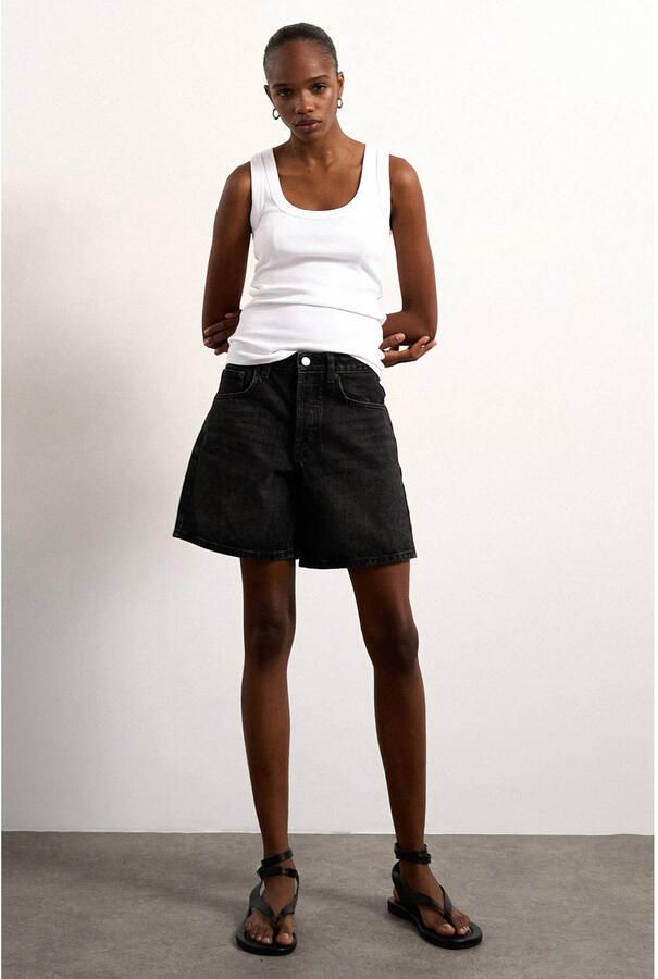 TOPSHOP denim high waist short black denim - Foto 3