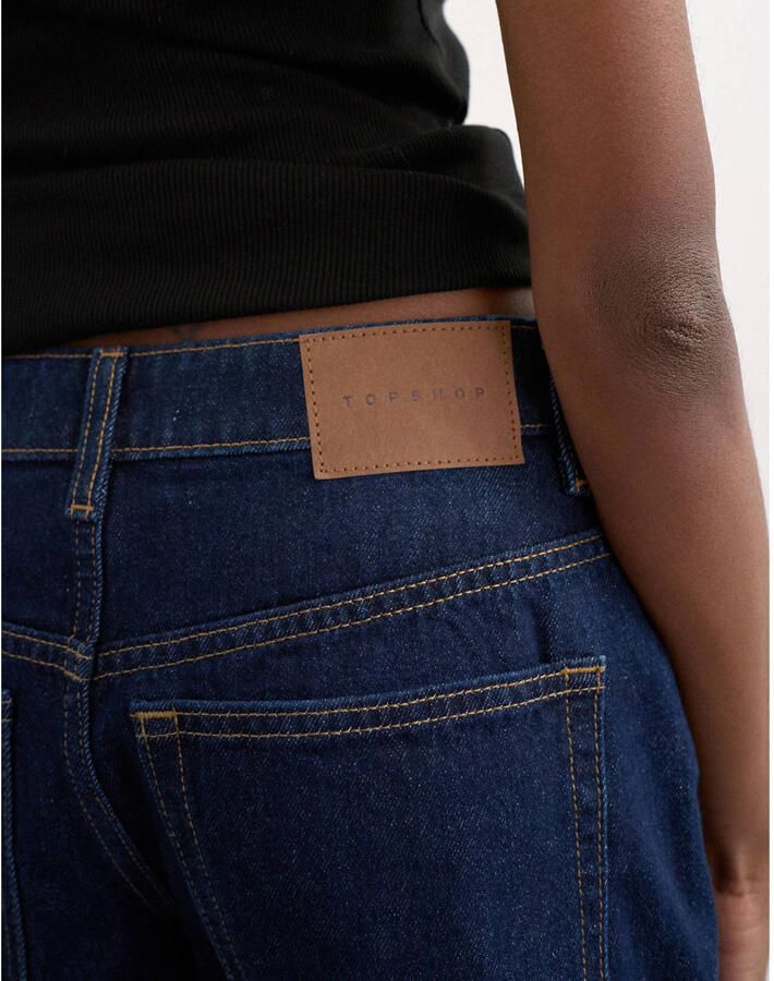 TOPSHOP denim wide leg high waist short dark blue denim - Foto 2