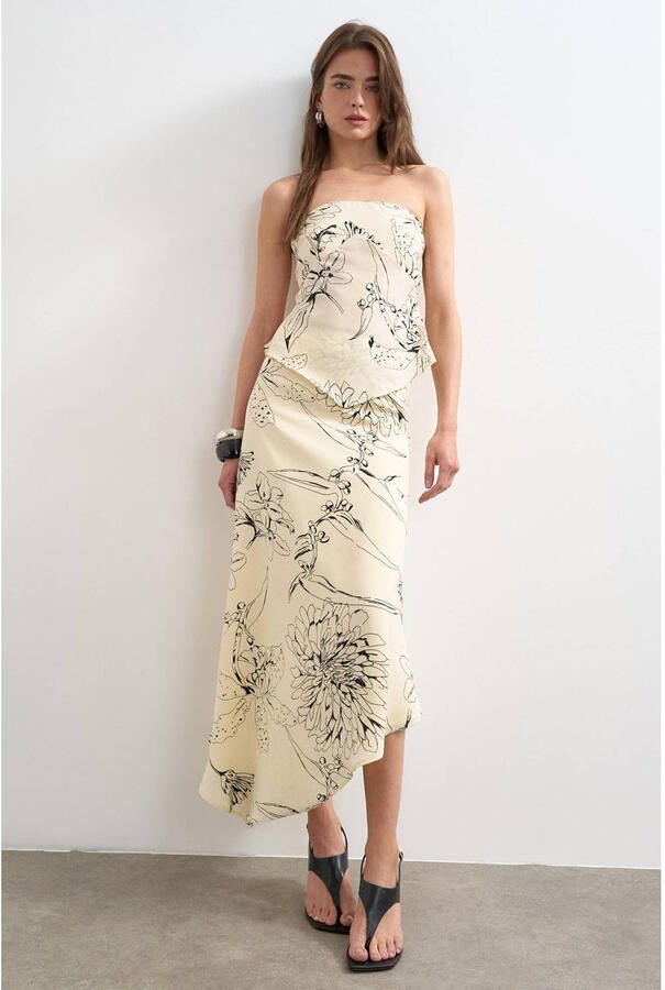 TOPSHOP gebloemde asymmetrische top ecru - Foto 3