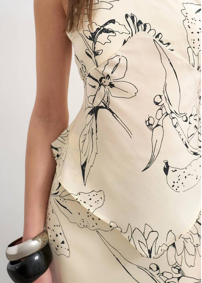 TOPSHOP gebloemde asymmetrische top ecru - Foto 2