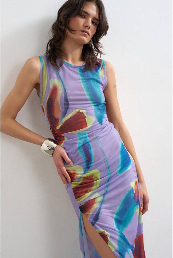 TOPSHOP gebloemde maxi jurk lila