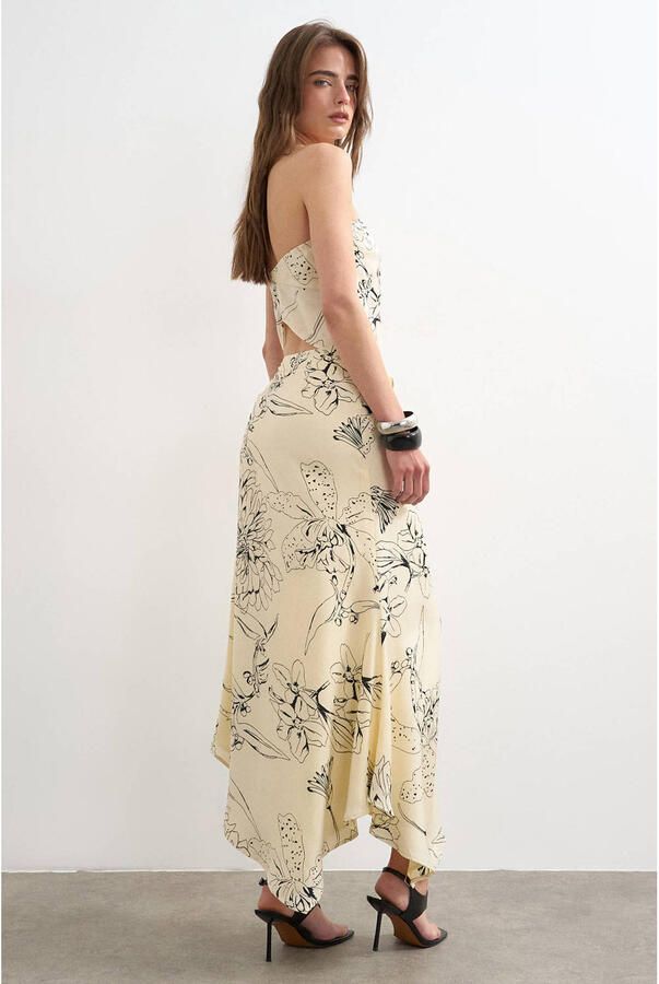 TOPSHOP gebloemde midi rok ecru - Foto 3