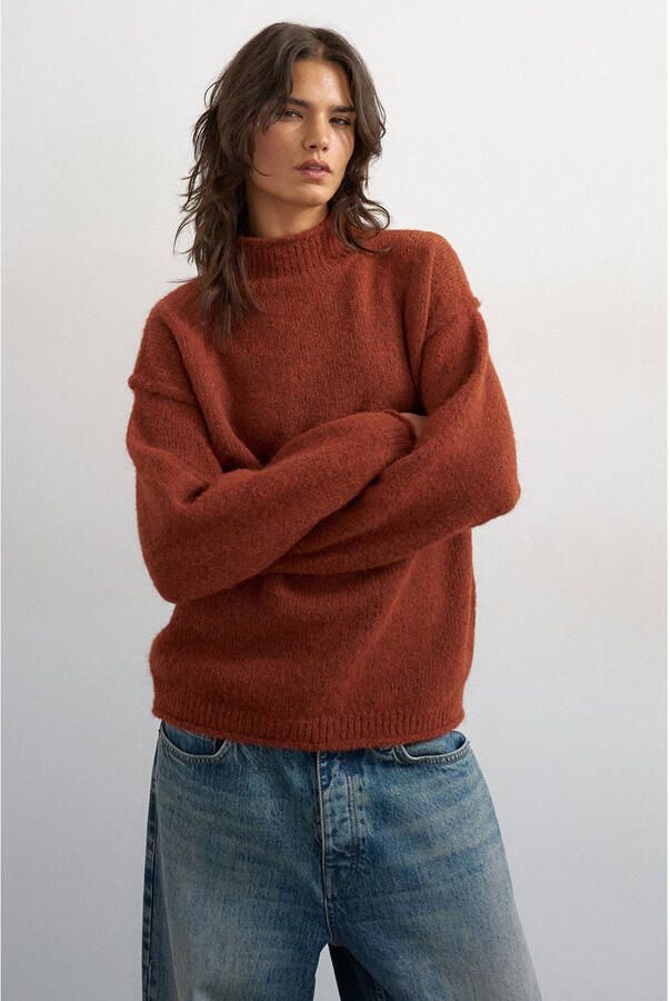 TOPSHOP gebreide trui met wol bruin