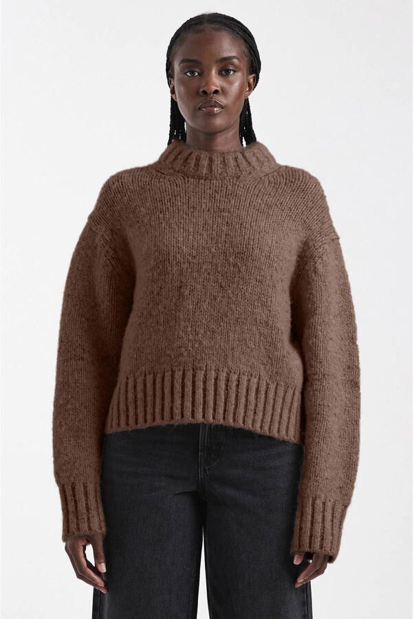 TOPSHOP gebreide trui met wol bruin
