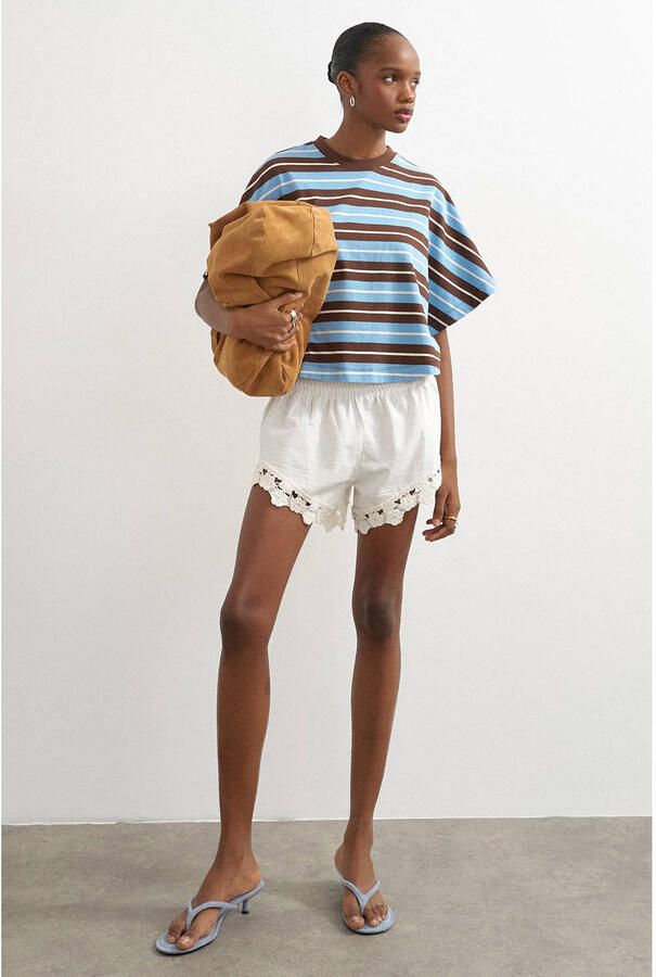 TOPSHOP gestreept T-shirt lichtblauw - Foto 2