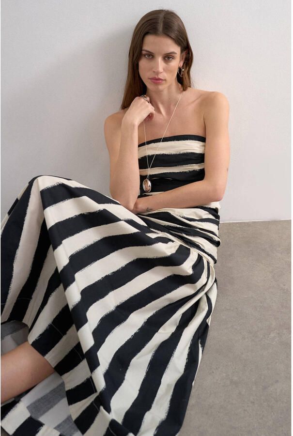 Topshop midi-jurk in bandeaumodel model 'LISA' - Foto 2