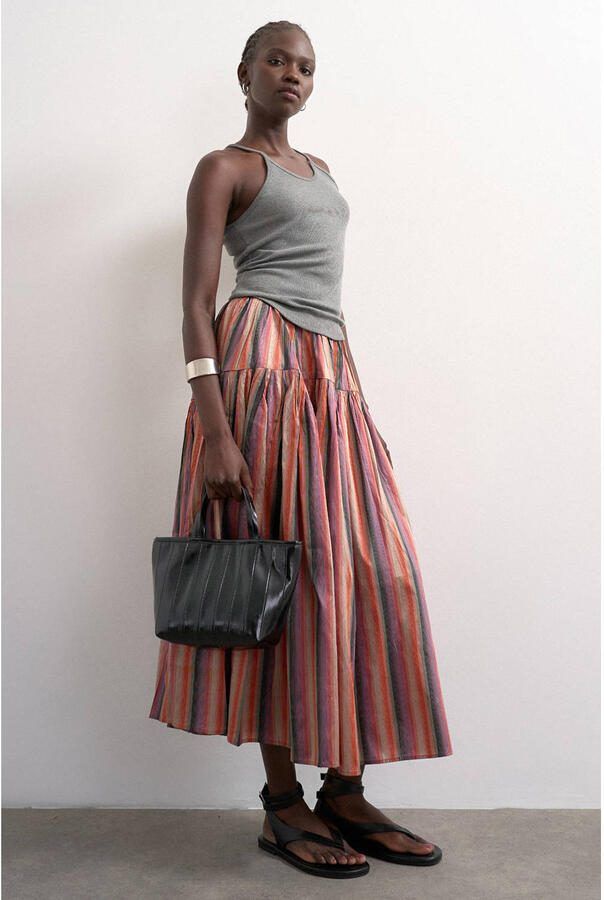 TOPSHOP gestreepte A-lijn rok multi - Foto 3