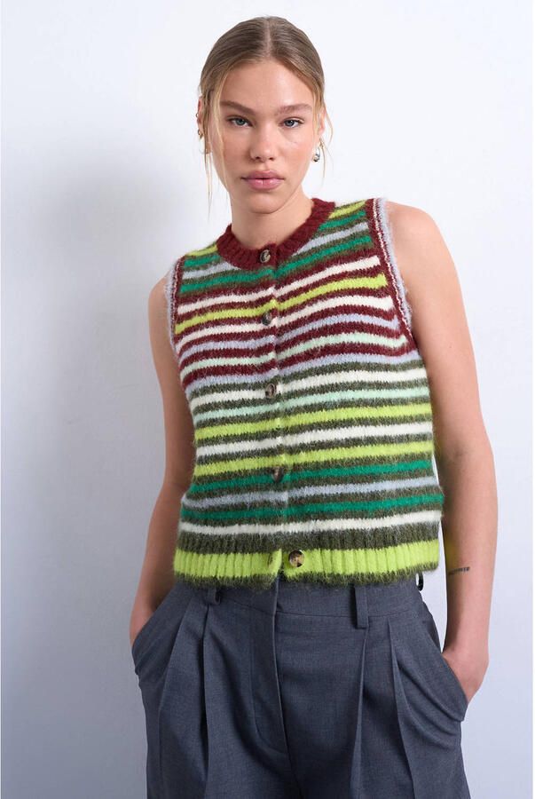 Topshop Mouwloos vest met streepmotief model 'CARO'