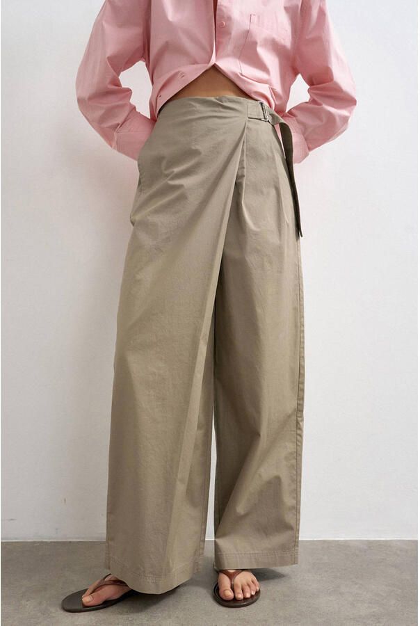 TOPSHOP high waist wide leg casual broek beige