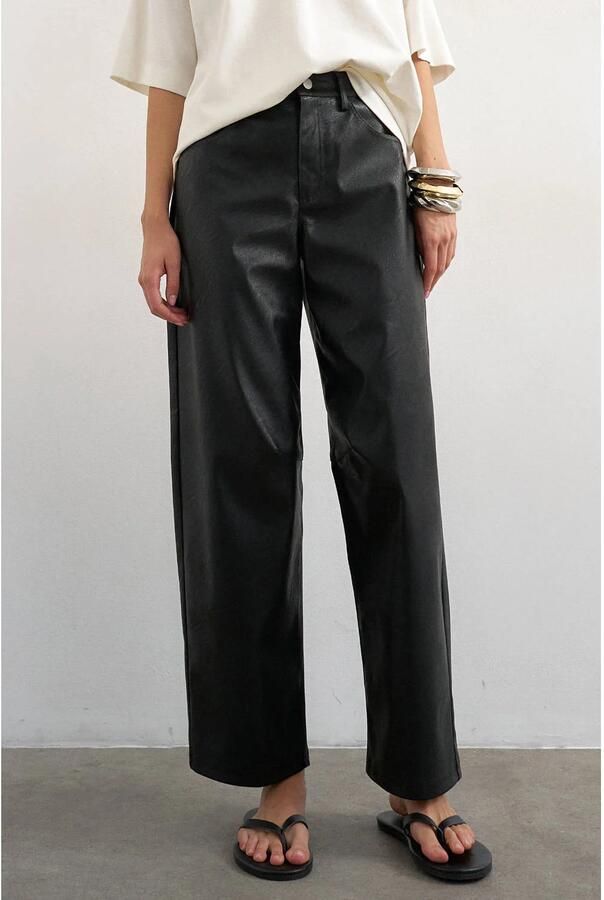 Topshop wide leg broek met riemlussen model 'Talla'