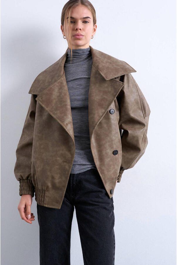 TOPSHOP imitatieleren bomberjack bruin