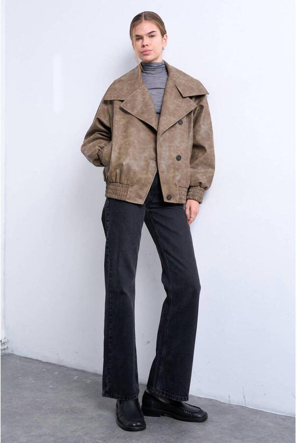 TOPSHOP imitatieleren bomberjack bruin - Foto 2