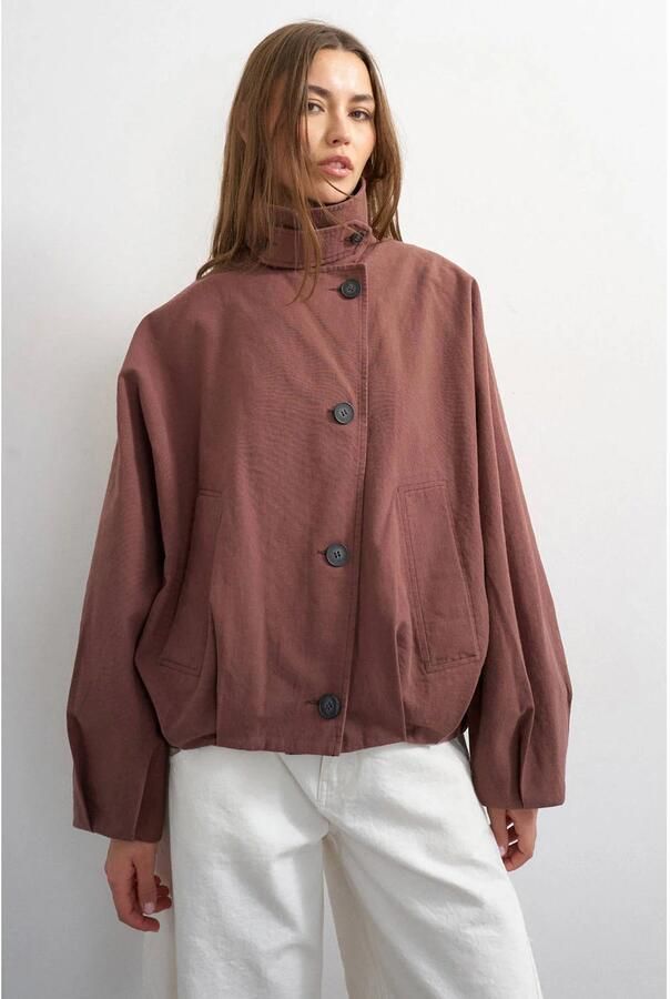TOPSHOP katoenen bomberjack roodbruin