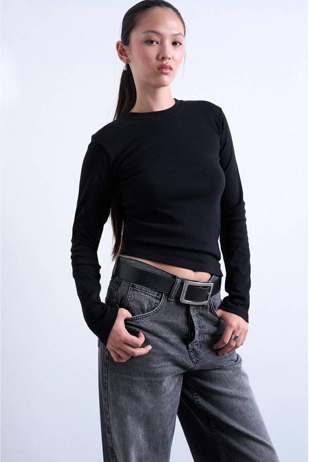 Topshop Shirt met lange mouwen met ronde hals model 'EVERYDAY'
