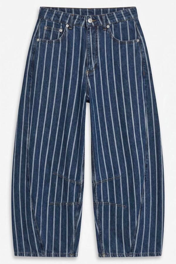 TOPSHOP low waist barrel gestreepte jeans donkerblauw - Foto 2