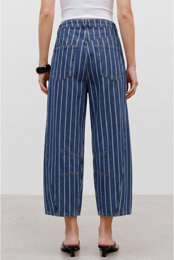 TOPSHOP low waist barrel gestreepte jeans donkerblauw - Foto 3
