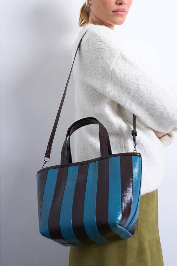 TOPSHOP mini shopper TSGEMMA donkerbruin blauw - Foto 2