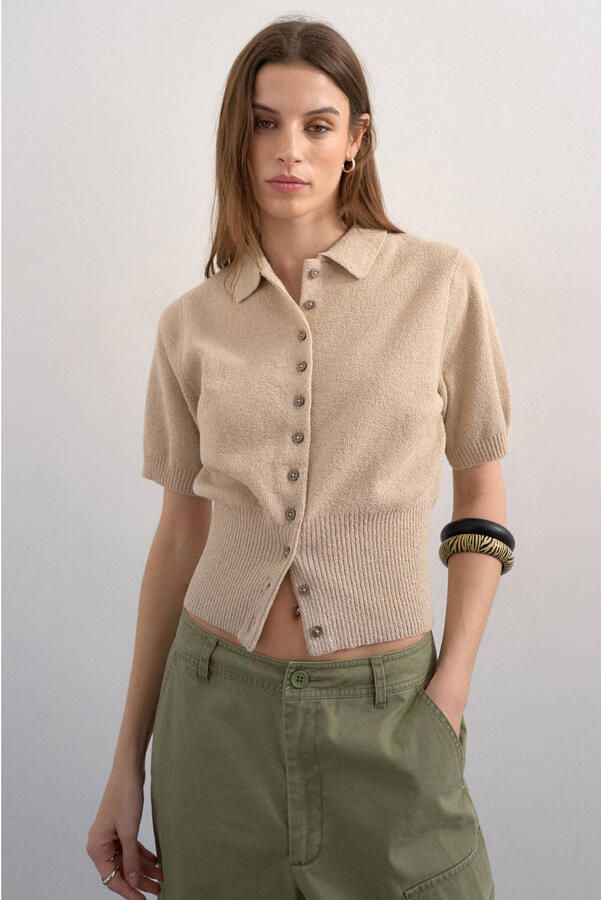 Topshop Cardigan met 1 2-mouwen en polokraag model 'KYLIE'