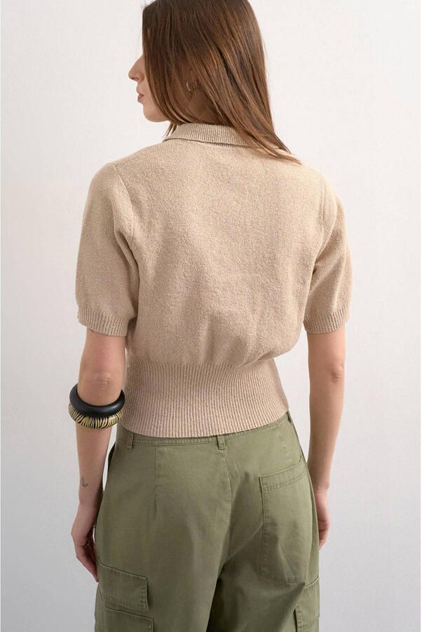Topshop Cardigan met 1 2-mouwen en polokraag model 'KYLIE' - Foto 3