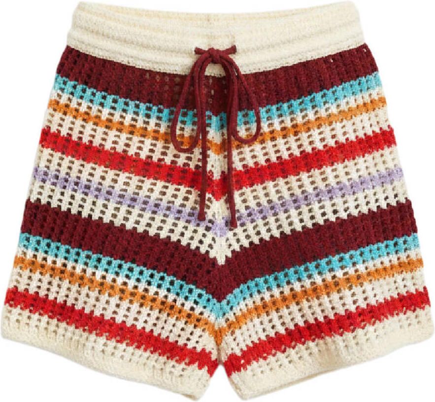 TOPSHOP regular high waist gestreepte strandshort multi gebreid - Foto 2