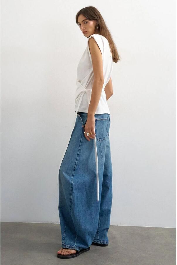 Topshop barrel fit jeans met deelingsnaden model 'MATHILDE' - Foto 3