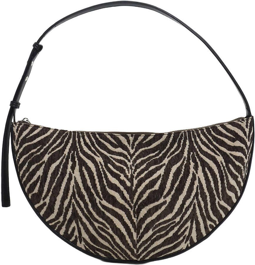 TOPSHOP schoudertas TSCURLY met zebraprint ecru bruin