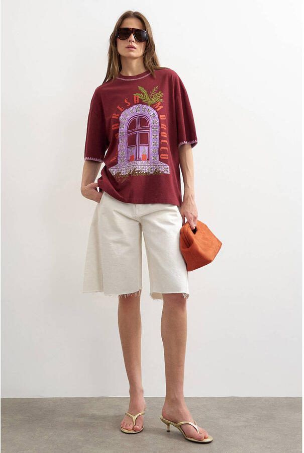 TOPSHOP T-shirt donkerrood - Foto 3