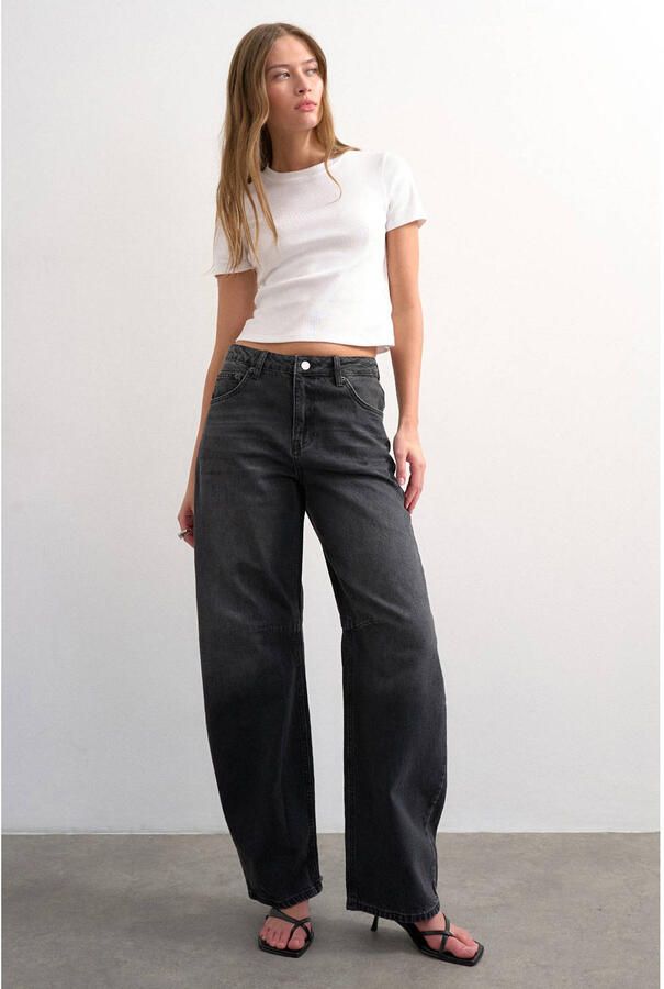 TOPSHOP Tsbarrel Hr Denim Jeans Blw Noos barrel jeans zwart - Foto 2