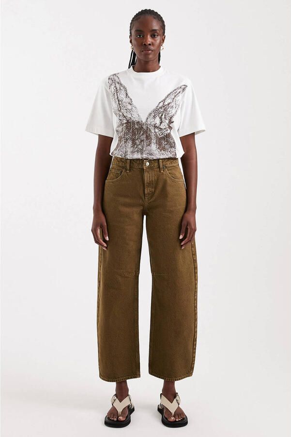 TOPSHOP Tsbarrel Khaki Jean Dnm barrel jeans groen