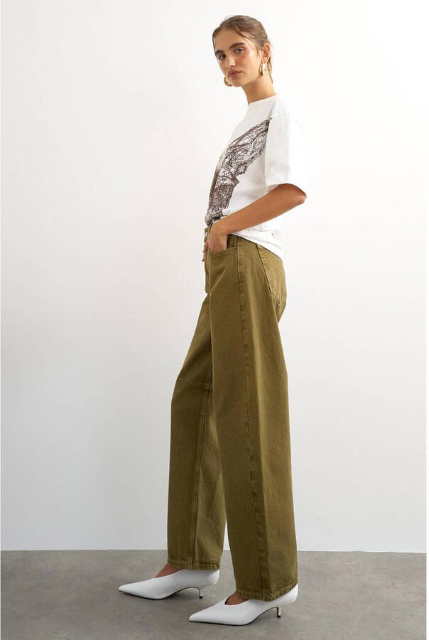 TOPSHOP Tsbarrel Khaki Jean Dnm barrel jeans groen - Foto 3