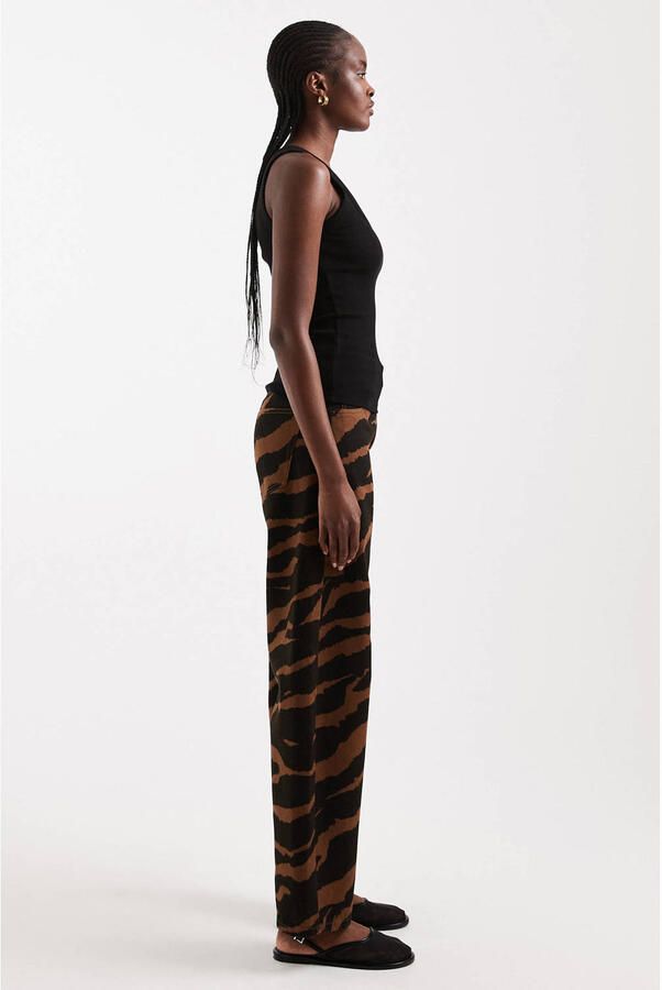 TOPSHOP Tsbarrel Mid Rise Jeans Dnm barrel jeans met dierenprint bruin - Foto 2