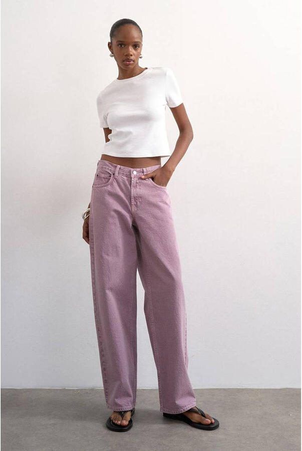 TOPSHOP Tscinch Lr Wide Dnm Jeans Purple high waist barrel jeans lila - Foto 3