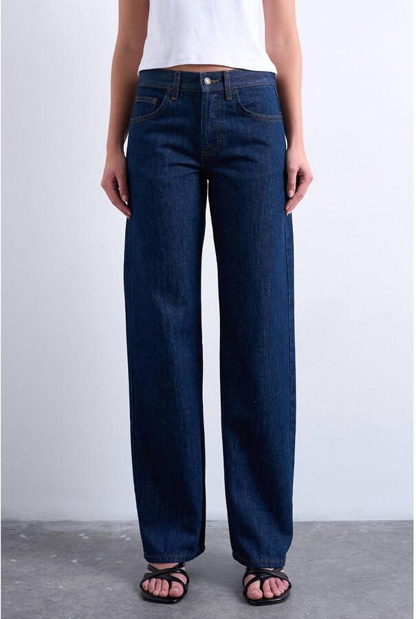 TOPSHOP Tsember Lr Wide Dnm Jeans Db Noos low waist wide leg jeans dark blue denim