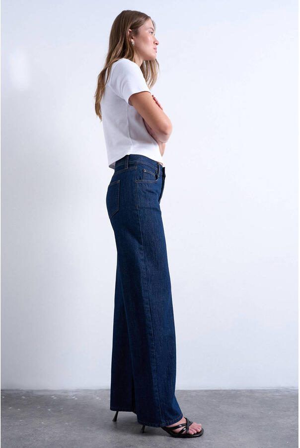 TOPSHOP Tsember Lr Wide Dnm Jeans Db Noos low waist wide leg jeans dark blue denim - Foto 3