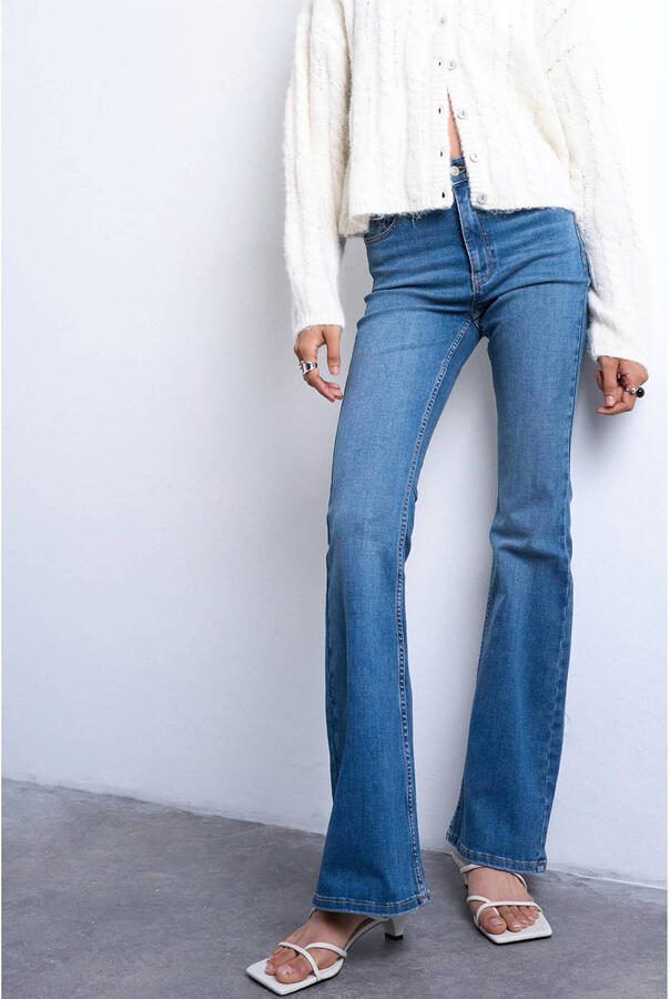TOPSHOP Tsjamie Hr Flare Dnm Jeans Mb Noos high waist flared jeans medium blue denim