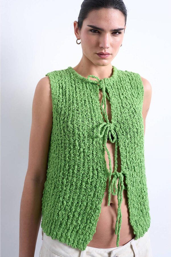 TOPSHOP vest groen gebreid