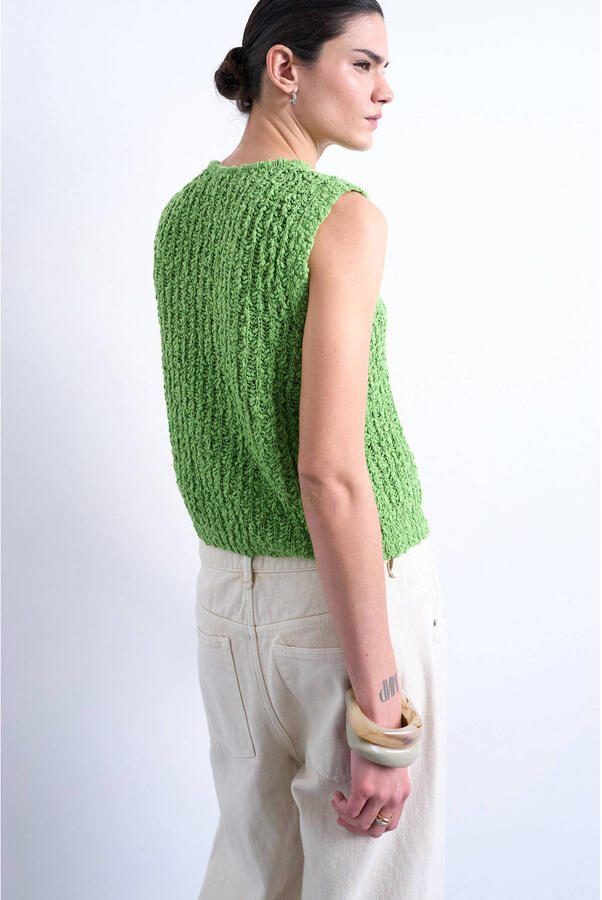 TOPSHOP vest groen gebreid - Foto 3